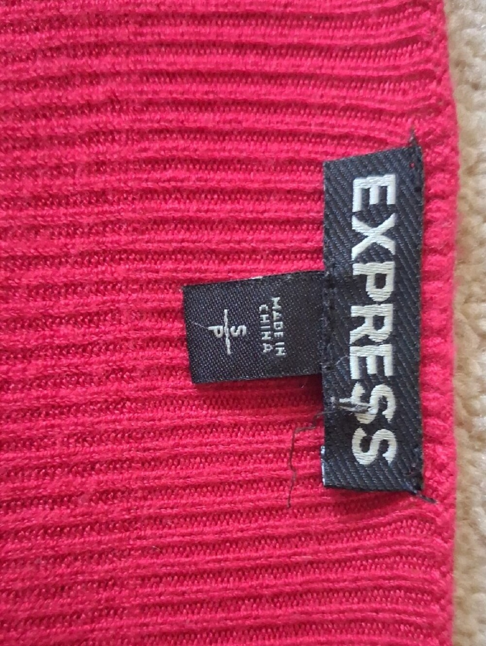 Express Red Off-the-Shoulder Ribbed Sweater - Picture 3 of 3